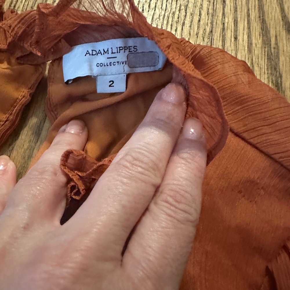 Adam Lippes Orange Tiered Ruffle Top Size 2 - Picture 7 of 9